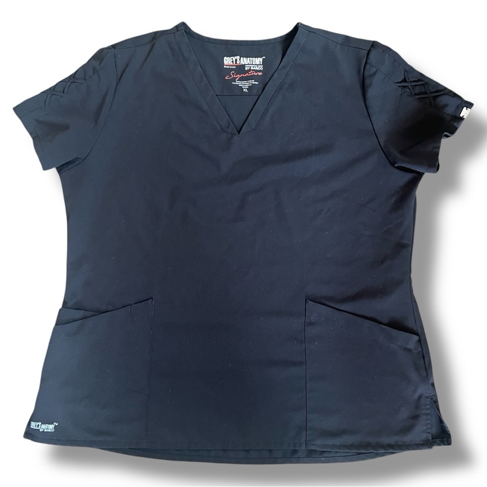 Grey’s Anatomy by Barco Signature Women’s Scrub Top Black XL V-Neck Pockets